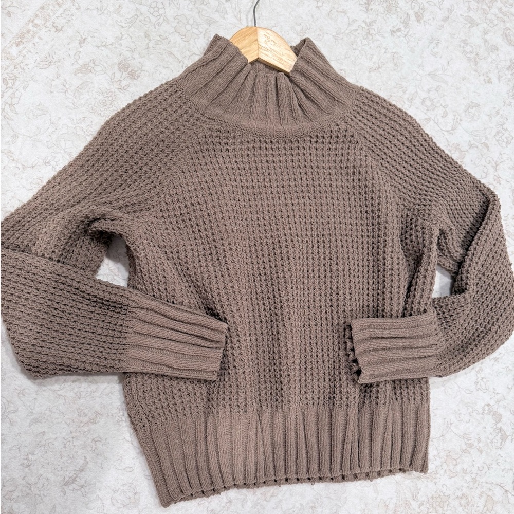 Hippie Rose Taupe Ribbed Turtleneck Sweater